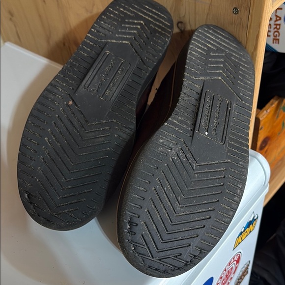 Georgia Boot Brown Leather Slip-On Loafers with Elastic Panels - Picture 3 of 9